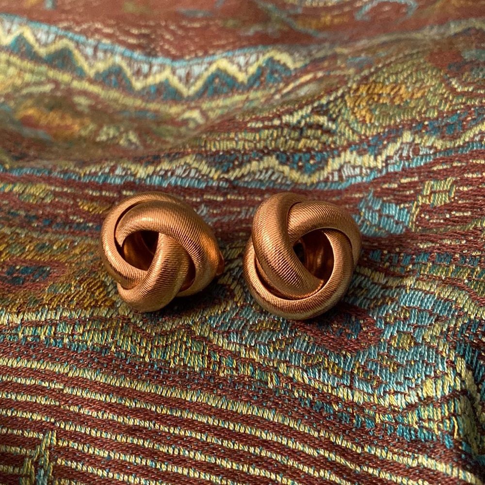 Vintage Monet Brushed Knot Clip Earrings